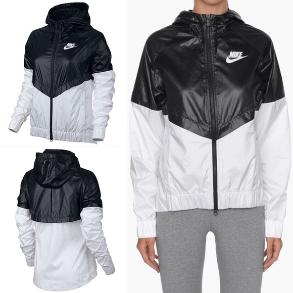 nike windbreaker womens black and white